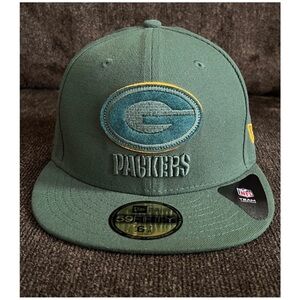 GreenBay Packers 59FIFTY NewEra Graphite Green Embroidered Fitted Hat Size 6 7/8